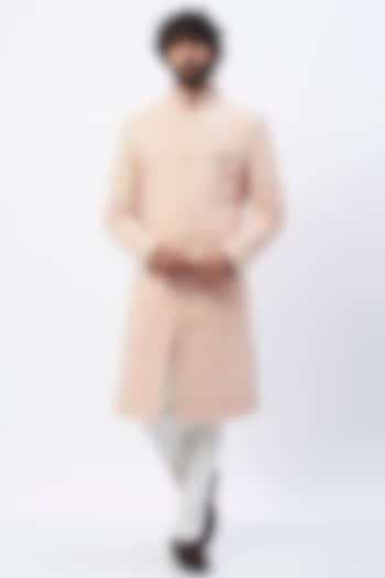 Powder Pink Embellished Wedding Sherwani Set by HANEET SINGH at Pernia's Pop Up Shop