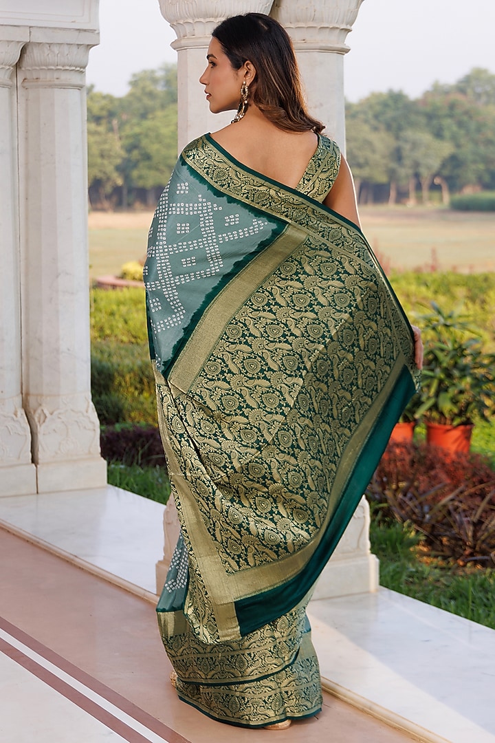 Sea Green Gajji Silk Zari Wedding Saree Set by Geroo Jaipur at Pernia's Pop Up Shop