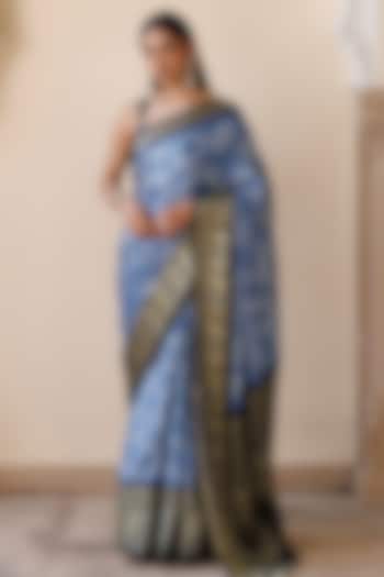 Grey Gajji Silk Zari Wedding Saree Set by Geroo Jaipur at Pernia's Pop Up Shop