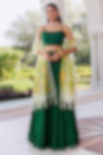 Green Chiffon Wedding Lehenga Set by Geroo Jaipur at Pernia's Pop Up Shop