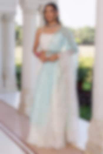 Off-White Chiffon Wedding Lehenga Set by Geroo Jaipur at Pernia's Pop Up Shop