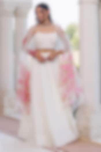 Off-White Chiffon Wedding Lehenga Set by Geroo Jaipur at Pernia's Pop Up Shop