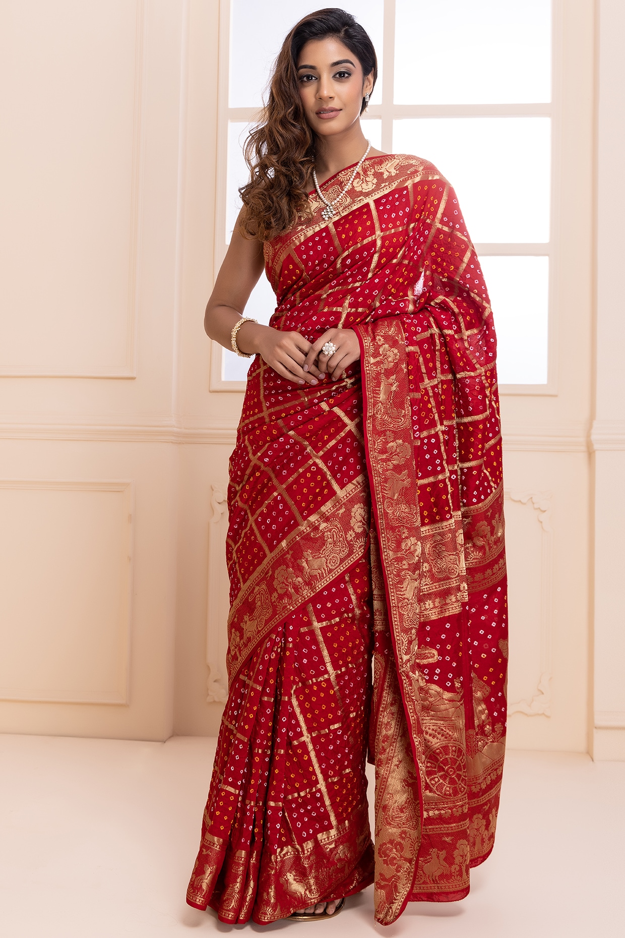 New designer bandhani on sale saree