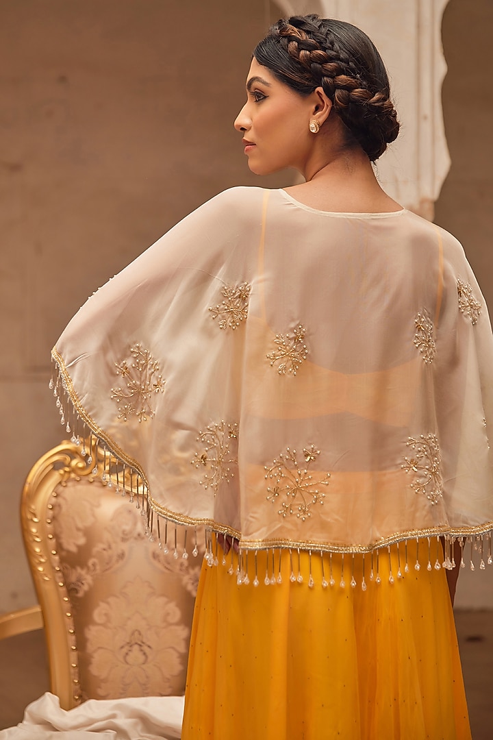 Yellow Soft Chiffon Wedding Lehenga Set by Geroo Jaipur at Pernia's Pop Up Shop
