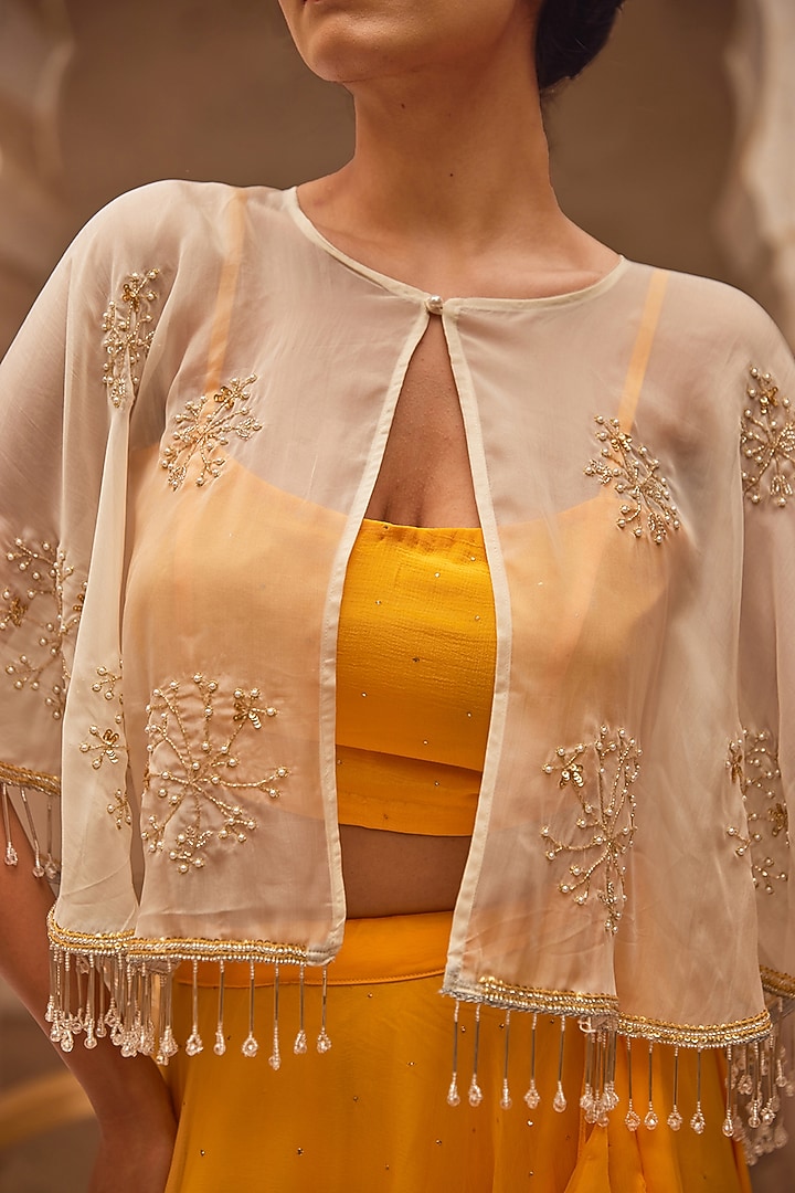 Yellow Soft Chiffon Wedding Lehenga Set by Geroo Jaipur at Pernia's Pop Up Shop