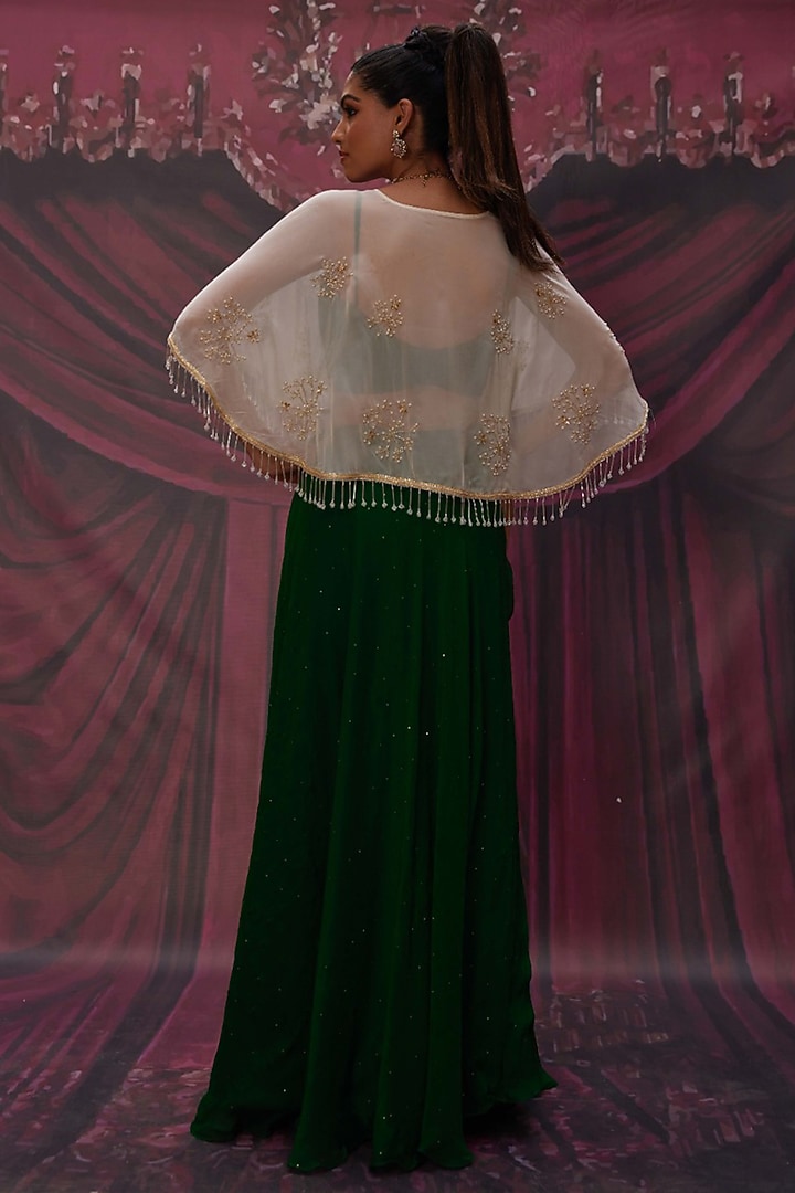 Green Soft Chiffon Wedding Lehenga Set by Geroo Jaipur at Pernia's Pop Up Shop