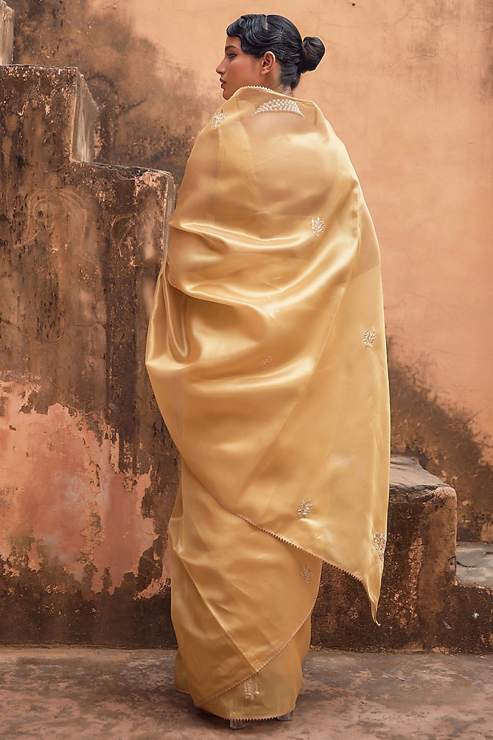 Golden Tissue Gota Patti Work Party Wear Saree Set by Geroo Jaipur at Pernia's Pop Up Shop