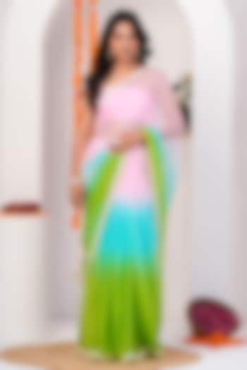 Multi-Colored Chiffon Embellished Party Wear Saree Set by Geroo Jaipur at Pernia's Pop Up Shop