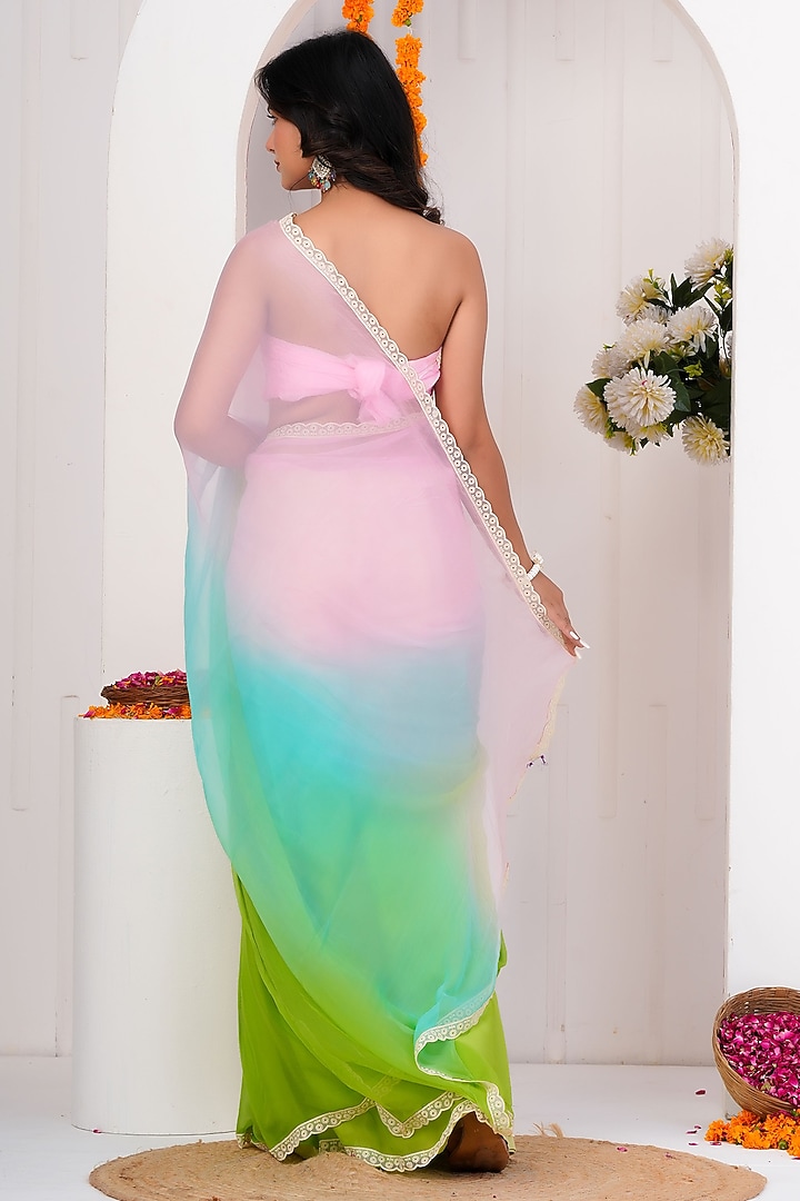 Multi-Colored Chiffon Embellished Party Wear Saree Set by Geroo Jaipur at Pernia's Pop Up Shop