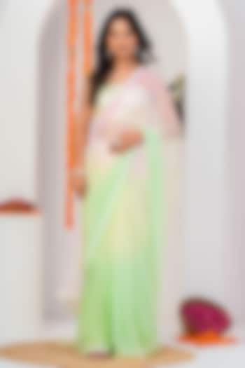 Multi-Colored Chiffon Embellished Party Wear Saree Set by Geroo Jaipur at Pernia's Pop Up Shop
