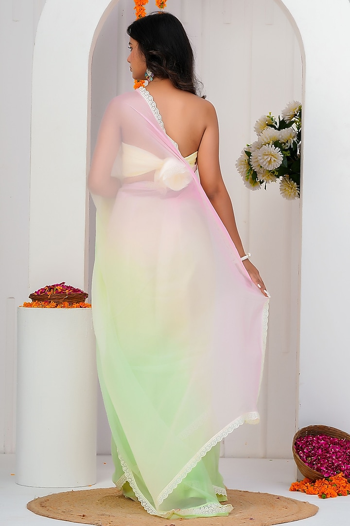 Multi-Colored Chiffon Embellished Party Wear Saree Set by Geroo Jaipur at Pernia's Pop Up Shop