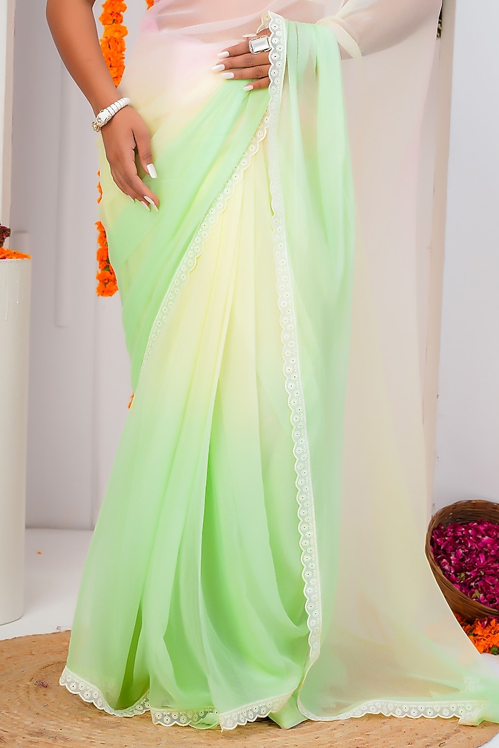 Multi-Colored Chiffon Embellished Party Wear Saree Set by Geroo Jaipur at Pernia's Pop Up Shop