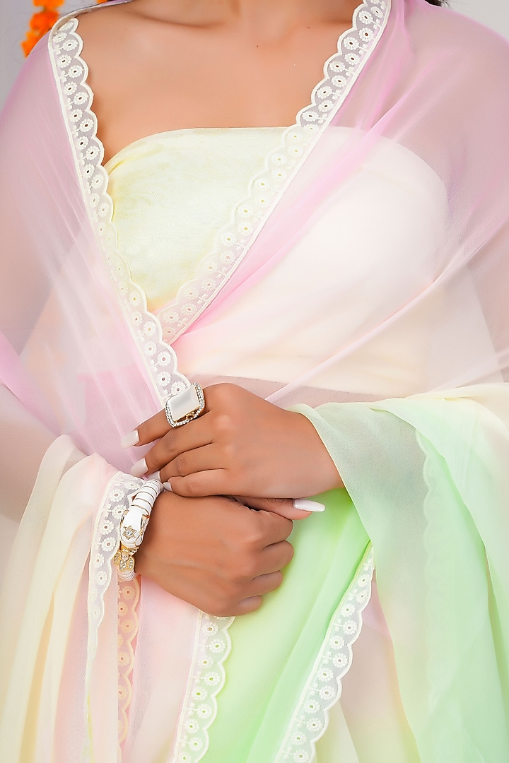 Multi-Colored Chiffon Embellished Party Wear Saree Set by Geroo Jaipur at Pernia's Pop Up Shop