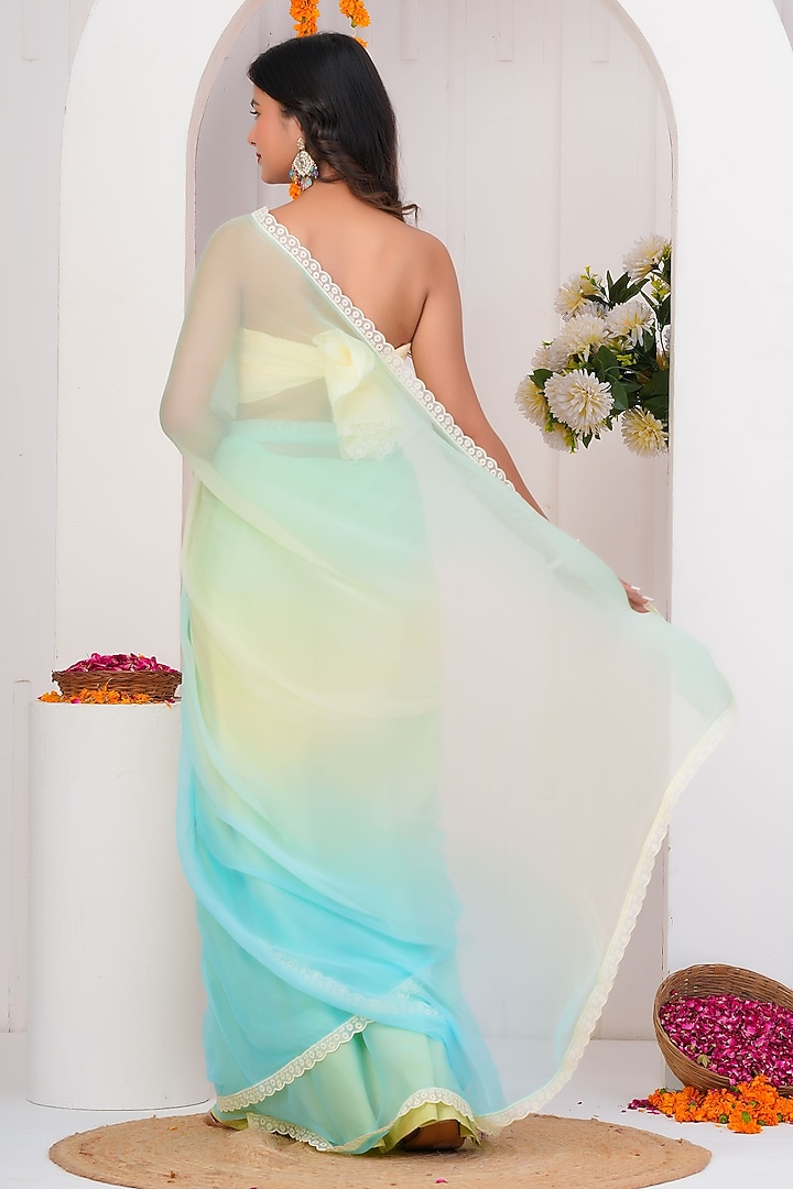 Multi-Colored Chiffon Embellished Party Wear Saree Set by Geroo Jaipur at Pernia's Pop Up Shop