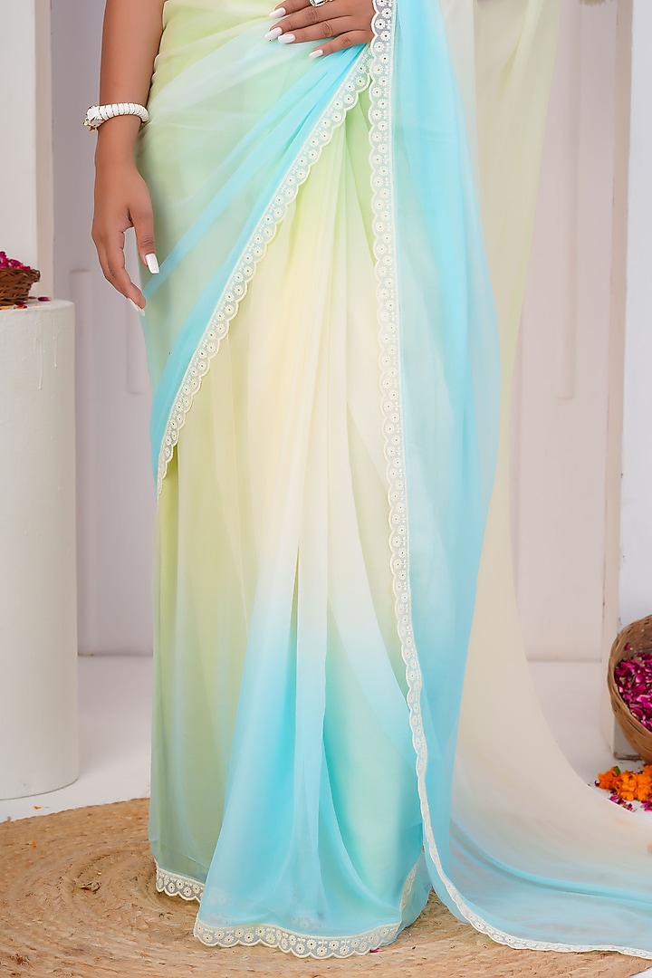 Multi-Colored Chiffon Embellished Party Wear Saree Set by Geroo Jaipur at Pernia's Pop Up Shop