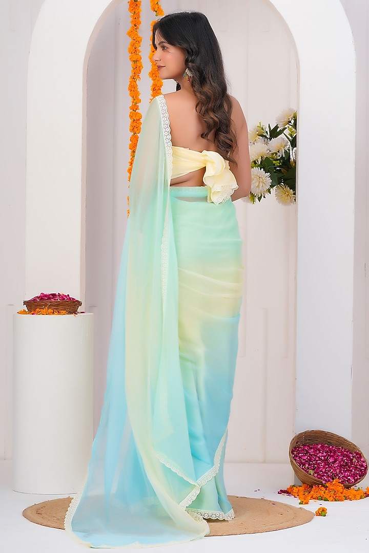 Multi-Colored Chiffon Embellished Party Wear Saree Set by Geroo Jaipur at Pernia's Pop Up Shop