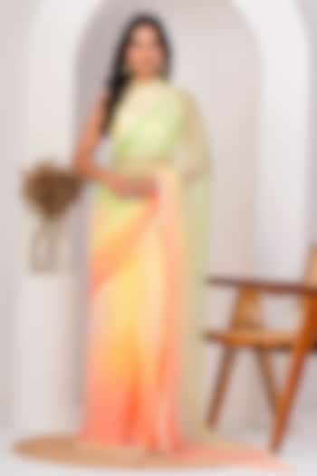 Multi-Colored Chiffon Embellished Party Wear Saree Set by Geroo Jaipur at Pernia's Pop Up Shop