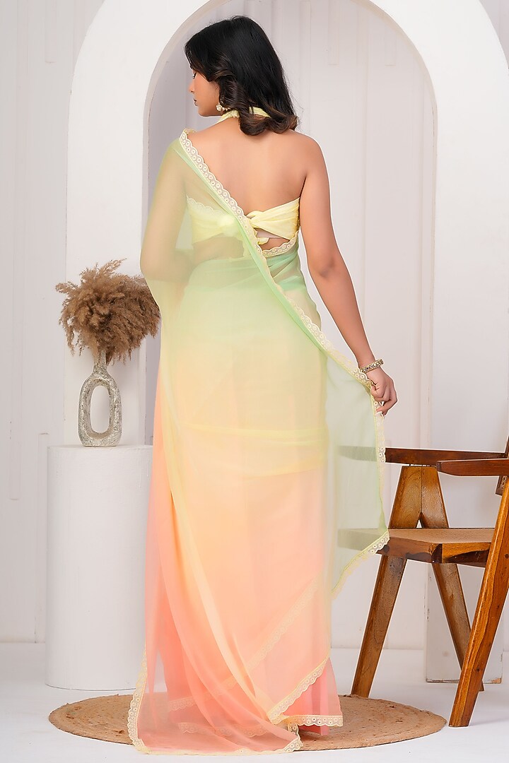Multi-Colored Chiffon Embellished Party Wear Saree Set by Geroo Jaipur at Pernia's Pop Up Shop