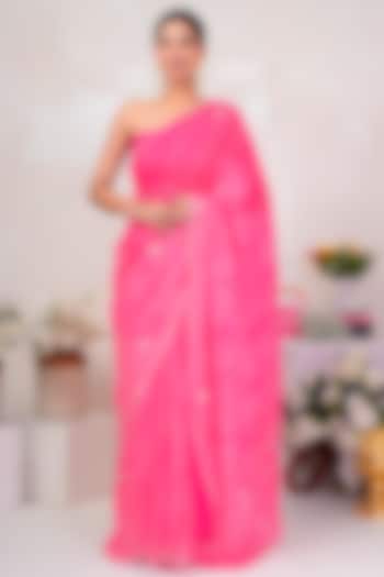 Pink Pure Georgette Leheriya Party Wear Saree set by Geroo Jaipur at Pernia's Pop Up Shop