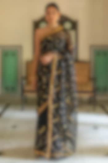 Black Embellished Saree Set by Geroo Jaipur