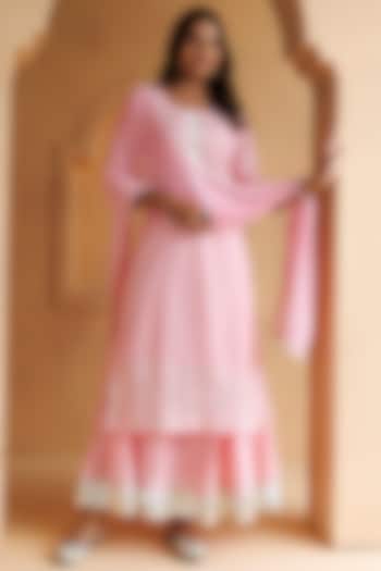 Pastel Pink Cotton Gota Work Skirt Set by Geroo Jaipur at Pernia's Pop Up Shop