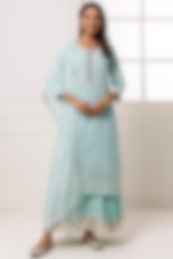 Sea Green Cotton Gota Work Skirt Set by Geroo Jaipur at Pernia's Pop Up Shop