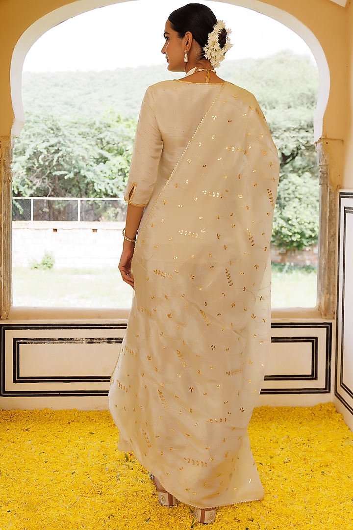 Golden Chanderi Gharara Set by Geroo Jaipur at Pernia's Pop Up Shop