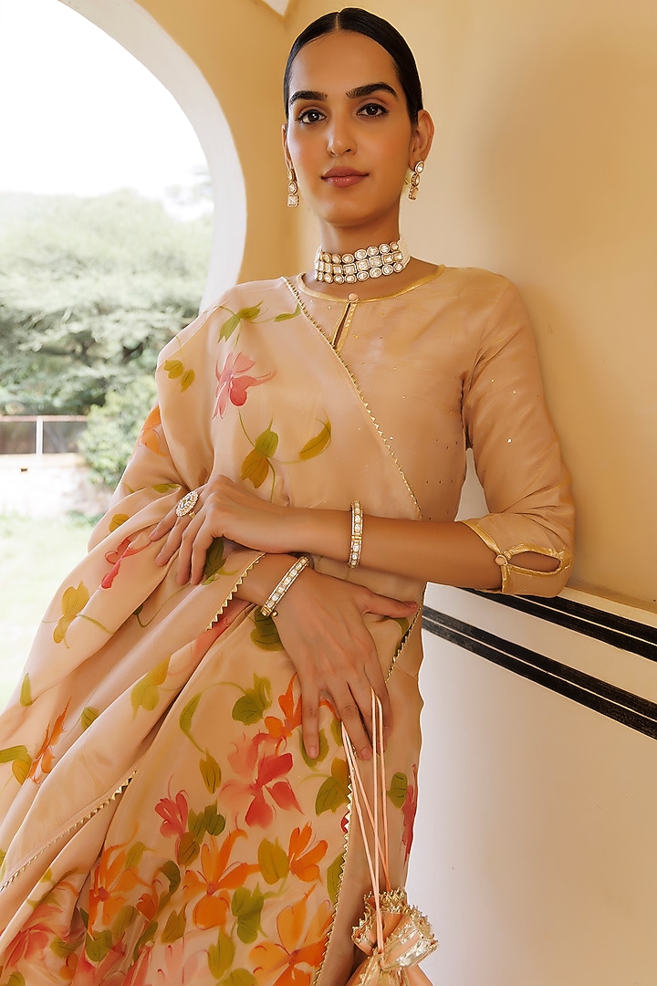 Onion Pink Chanderi Gharara Set by Geroo Jaipur at Pernia's Pop Up Shop
