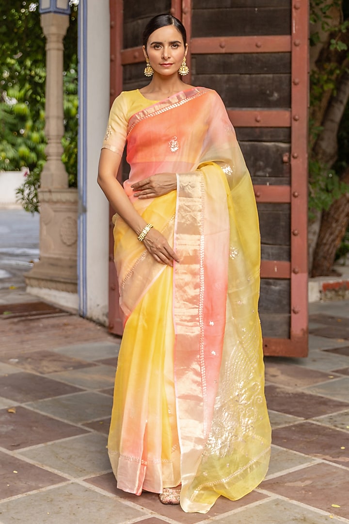 Multi-Colored Kota Silk Wedding Saree Set by Geroo Jaipur at Pernia's Pop Up Shop