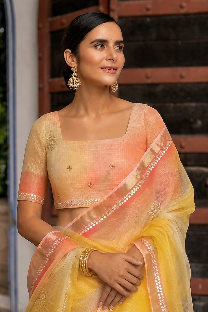 Multi-Colored Kota Silk Wedding Saree Set by Geroo Jaipur at Pernia's Pop Up Shop