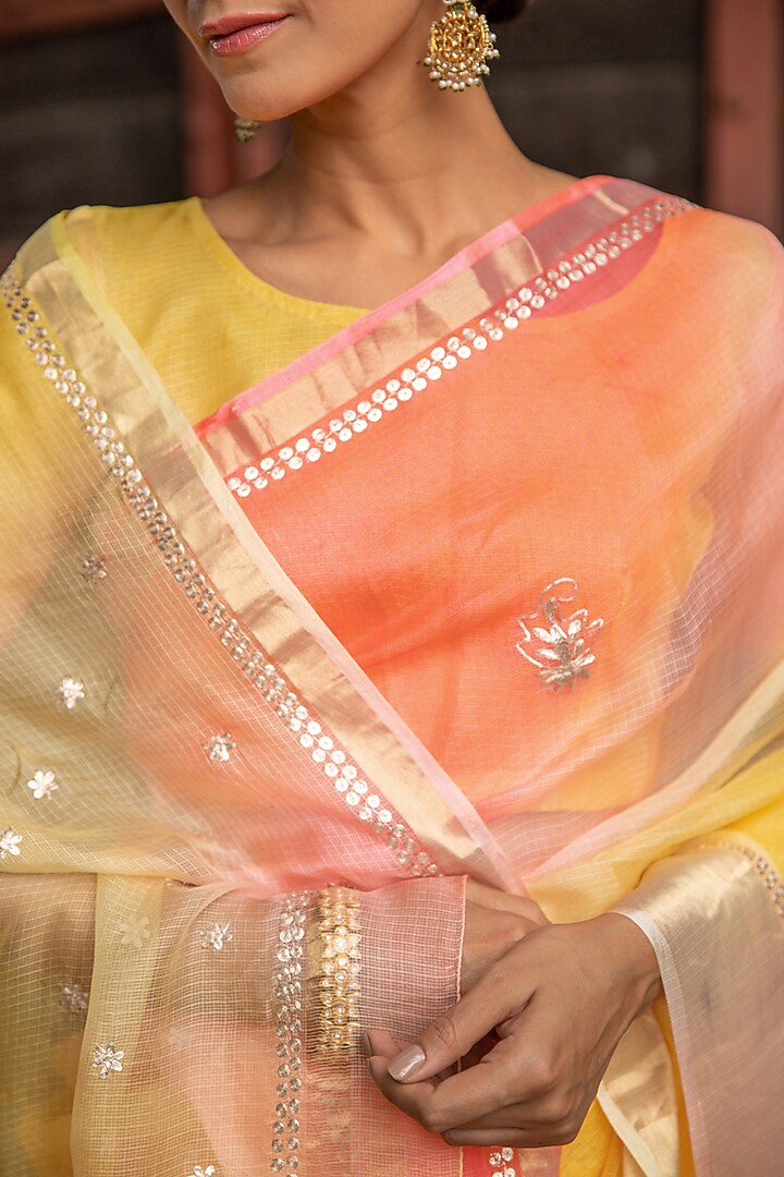 Multi-Colored Kota Silk Wedding Saree Set by Geroo Jaipur at Pernia's Pop Up Shop