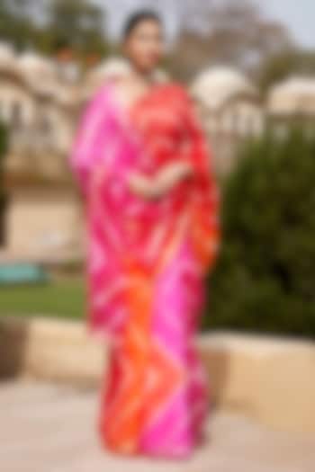 Multi-Colored Kota Silk Leheriya Party Wear Saree Set by Geroo Jaipur at Pernia's Pop Up Shop