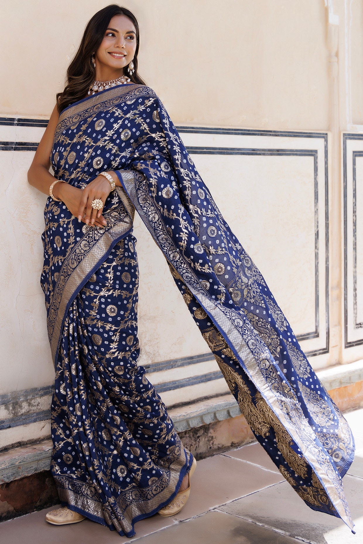 Buy Blue Sarees for Women by Geroo Jaipur Online | Ajio.com