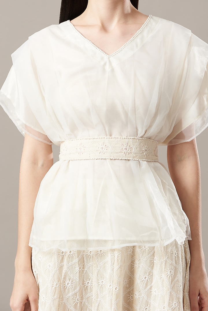 Cream Cotton Chikankari Embroidered Lehenga Set by Geroo Jaipur at Pernia's Pop Up Shop