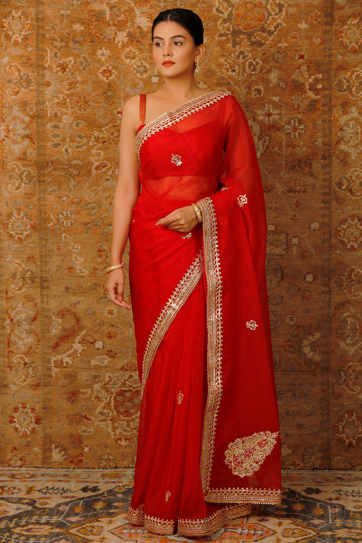 Buy Beige Saree: Pure Kota Floral Jaal With Unstitched Blouse Piece For  Women by Geroo Jaipur Online at Aza Fashions.