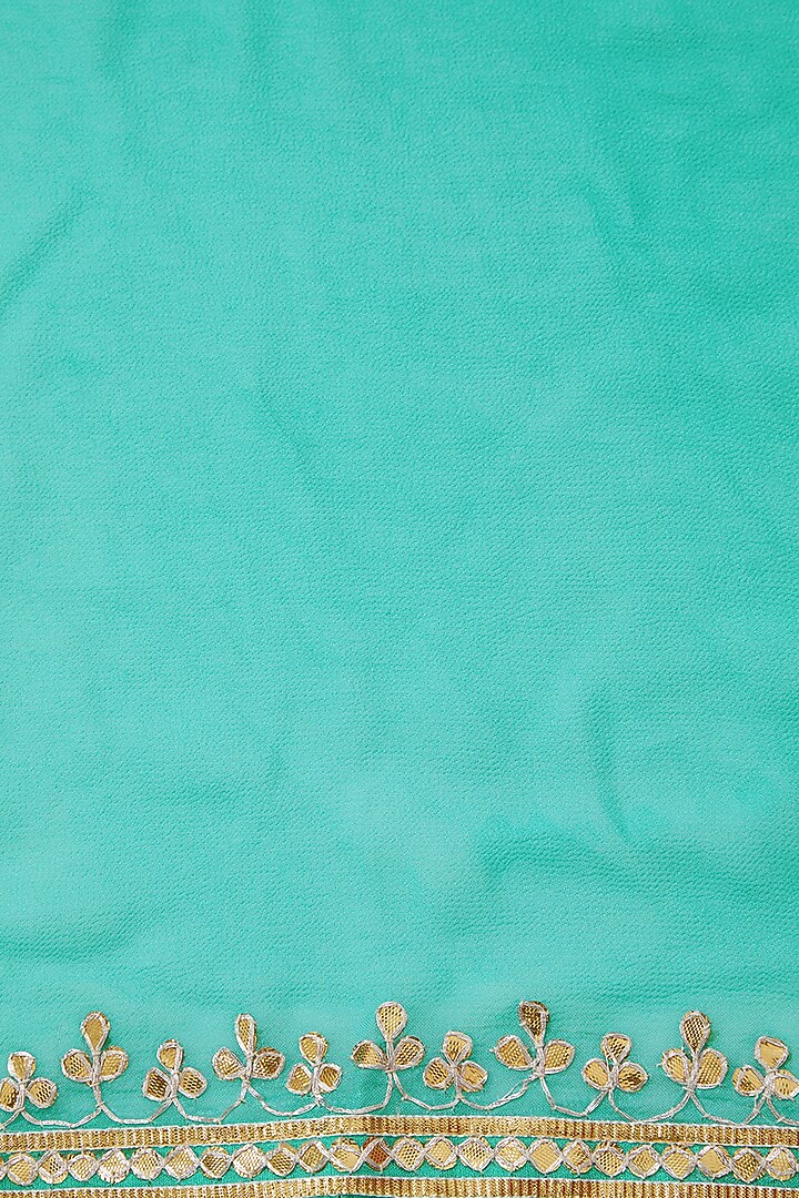 Green Georgette Gota Patti Hand Embroidered Festive Saree Set by Geroo Jaipur at Pernia's Pop Up Shop