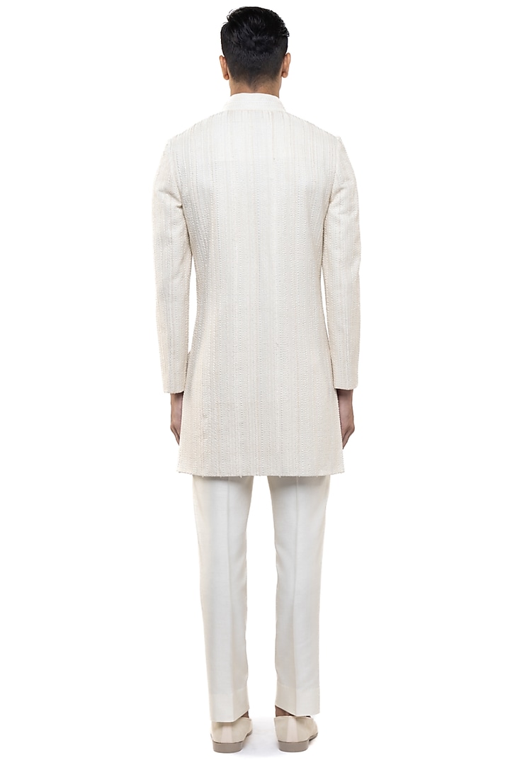 Off-White Silk Embroidered Groom Sherwani Set by SDS by KUSHAL SHAH at Pernia's Pop Up Shop