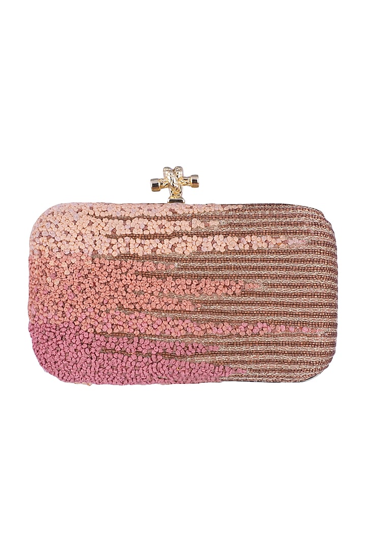 Pink Embroidered Ombre Clutch by Durvi