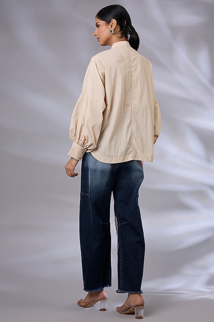 Blue Denim Sequins Embroidered Jeans by GRAINE at Pernia's Pop Up Shop