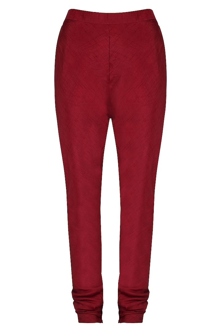 Burgundy embroidered kurta with churidar pants by Garo at Pernia's Pop Up Shop