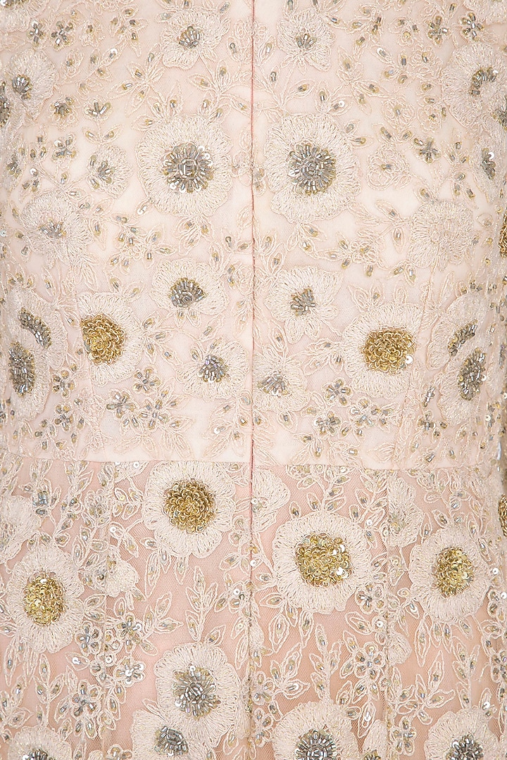 Pastel pink embroidered Bridal Anarkali gown with churidar pants by Garo at Pernia's Pop Up Shop