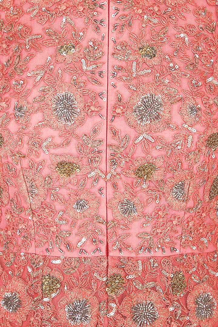 Pink embroidered Bridal Anarkali gown with churidar pants by Garo at Pernia's Pop Up Shop