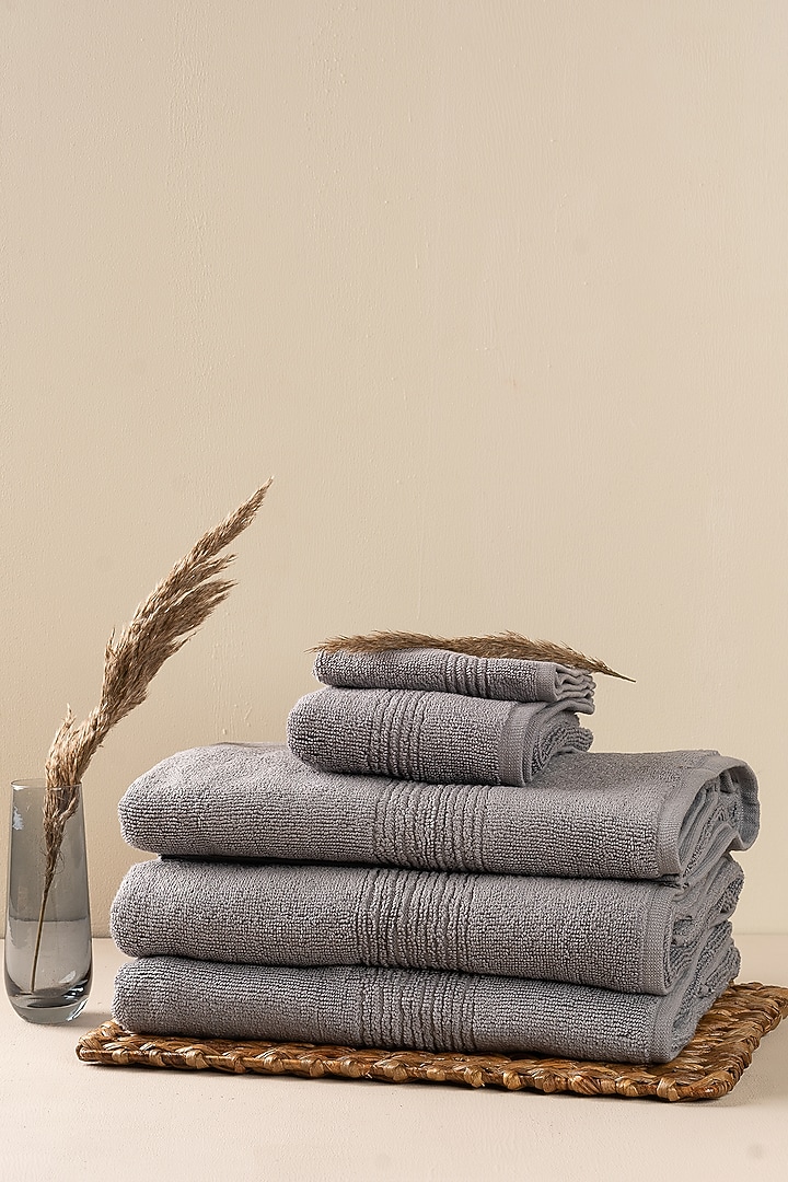 Grey Towels (Set of 8) by By ADAB at Pernia's Pop Up Shop