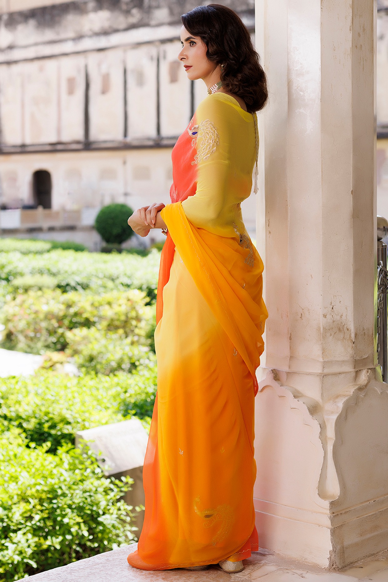yellow orange blouse