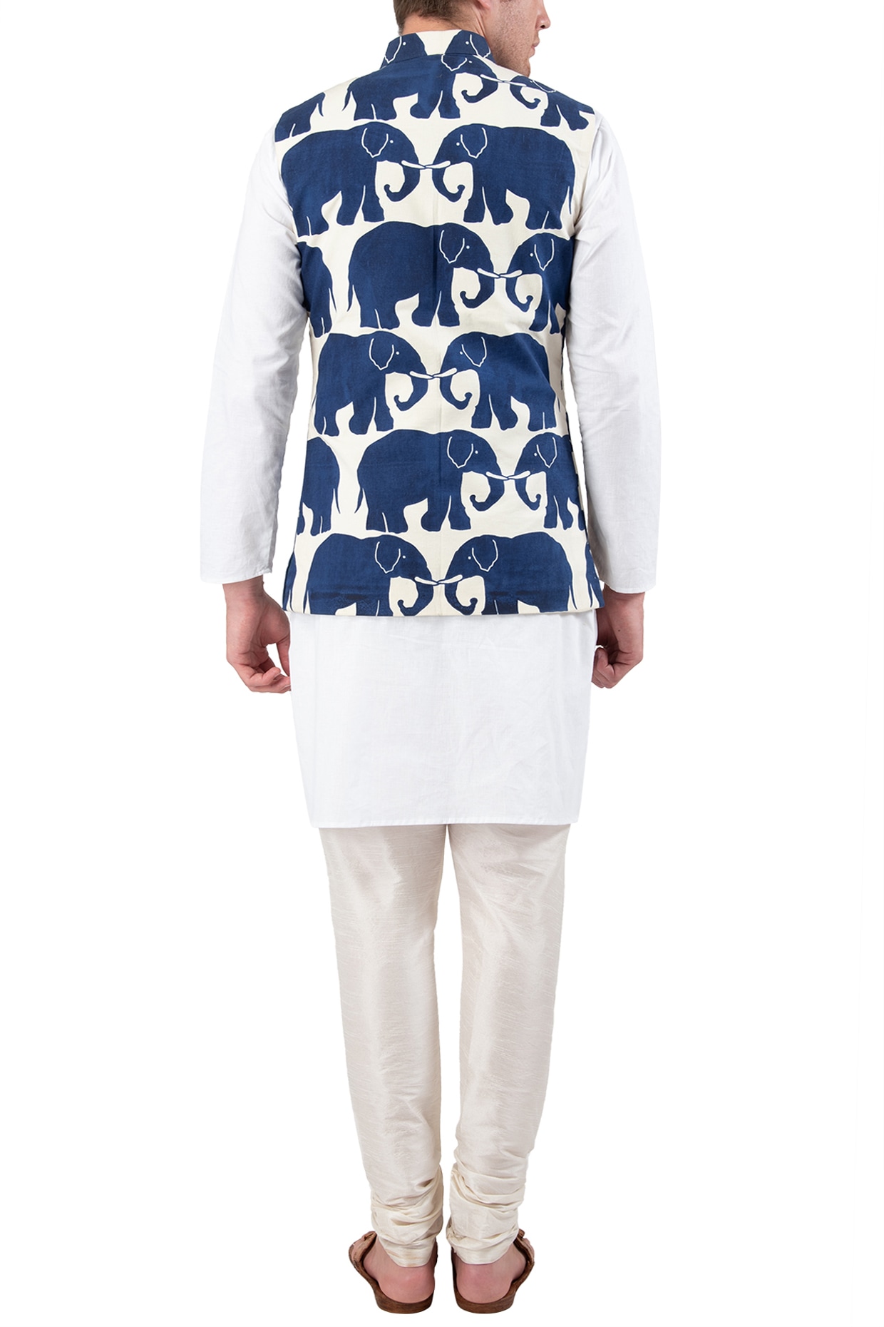 Digital Printed Art Silk Nehru Jacket in White : MSA203