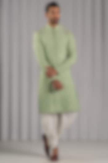 Soft Green Embroidered Kurta Set by Punit Arora