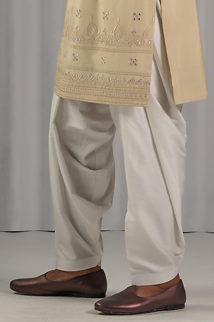 Cream Cotton Silk Embroidered Kurta Set by Punit Arora at Pernia's Pop Up Shop