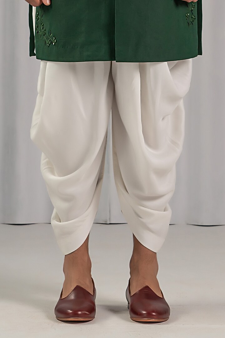 Bottle Green Silk Embroidered Kurta Set by Punit Arora at Pernia's Pop Up Shop