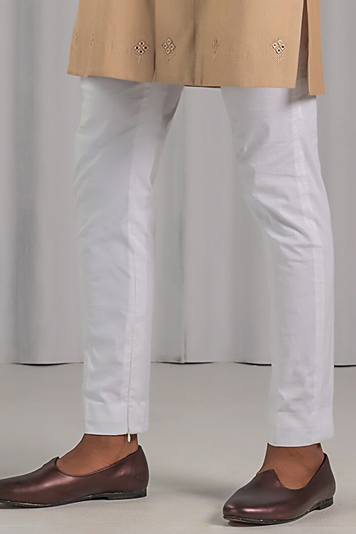 Sand Cotton Silk Embroidered Kurta Set by Punit Arora at Pernia's Pop Up Shop