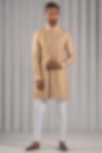 Sand Cotton Silk Embroidered Kurta Set by Punit Arora at Pernia's Pop Up Shop